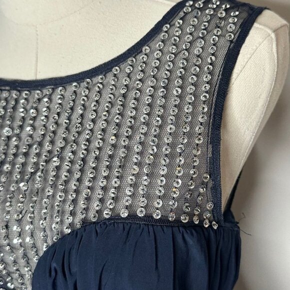 Stunning Black Mesh Sheer Prom Cocktail Dress Womens S Sequin Formal 90s Y2K - Picture 7 of 16